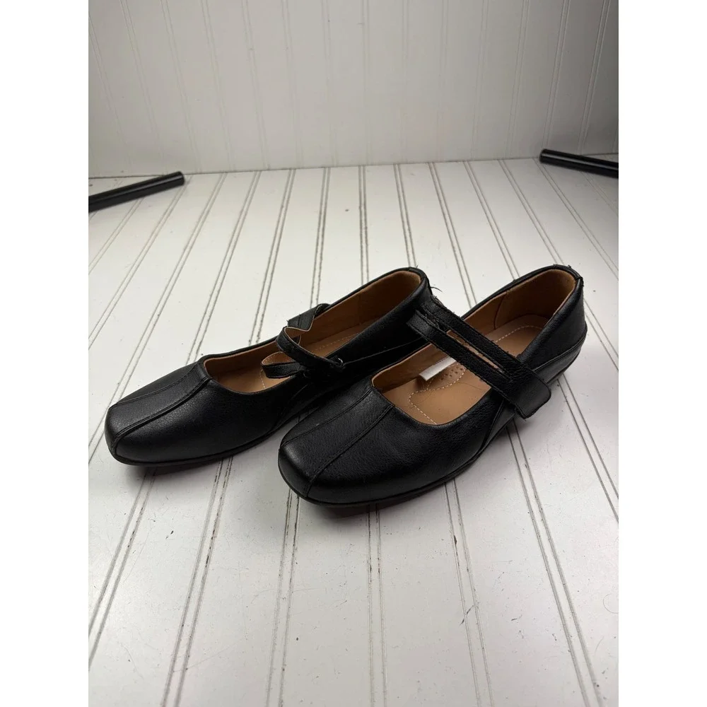 Style Step Black Mary Jane Double Strap Comfort Work Flats Women's Size 7.5